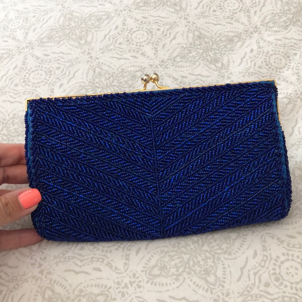 Royal Blue Beaded Clutch